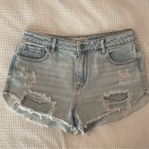 PACSUN light wash distressed denim shorts